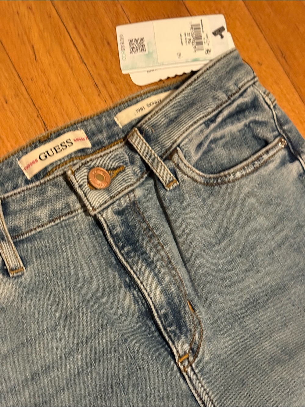 NWT GUESS Women's 1981 High Waisted Skinny Jeans Size 27 Zircon Blue NWT - Picture 7 of 15